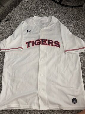 Under Armour White Auburn Baseball Jersey